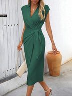 Vestido Longo com Cintura Torcida e Bainha Franzida - La Lecce