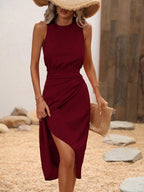 Vestido Longo Envolvente com Bainha Franzida - La Lecce