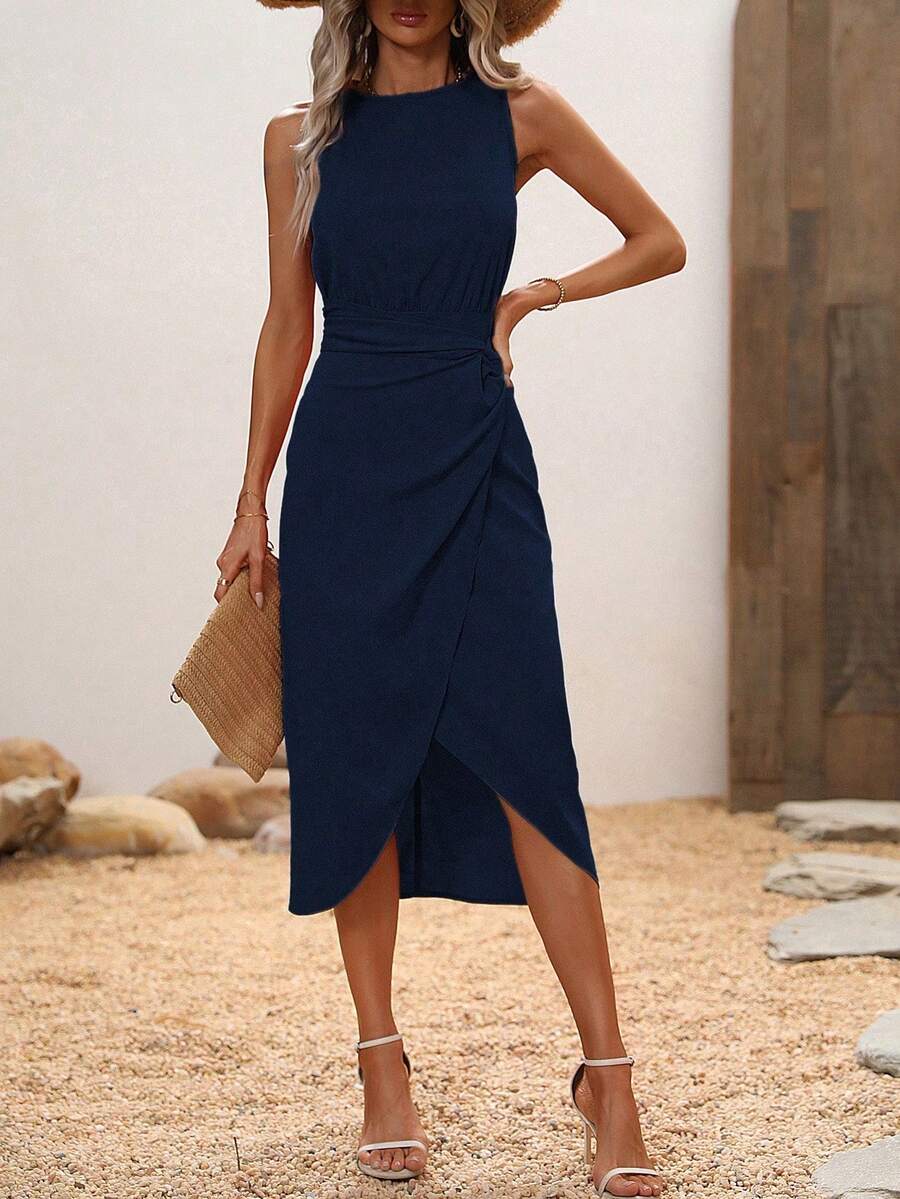 Vestido Longo Envolvente com Bainha Franzida - La Lecce