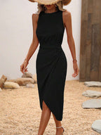 Vestido Longo Envolvente com Bainha Franzida - La Lecce