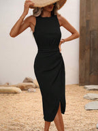 Vestido Longo Envolvente com Bainha Franzida - La Lecce