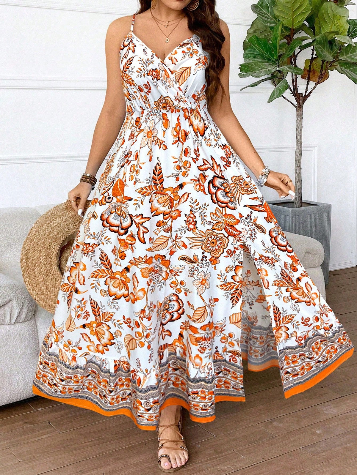 Vestido Longo Plus Size com Fenda