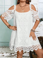 Vestido Plus Size Drapeado com Renda - imagem 1