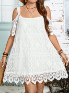 Vestido Plus Size Drapeado com Renda - imagem 3