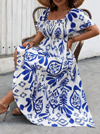 Vestido Plus Size Gola Quadrada com Babado - La Lecce
