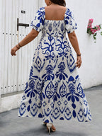 Vestido Plus Size Gola Quadrada com Babado - La Lecce