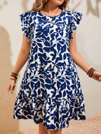 Vestido Plus Size Plissado com Babado - imagem 1