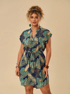 Vestido Plus Size Tropical com Cinto - imagem 1