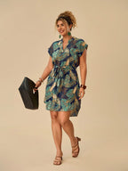 Vestido Plus Size Tropical com Cinto - imagem 3