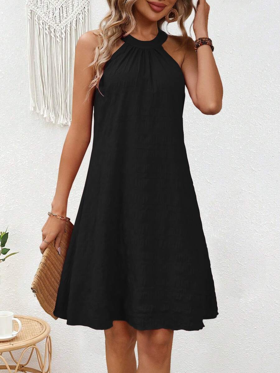 Vestido Regata de Cor Sólida para o Dia a Dia - La Lecce