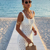 Vestido Saída de Praia em Renda Floral com Fenda