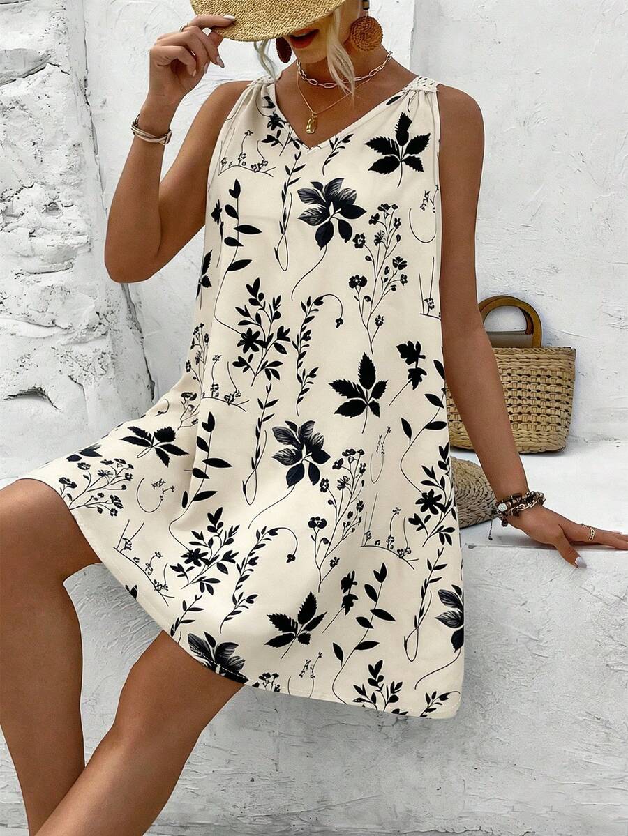 Vestido Sem Mangas com Laço e Recorte - La Lecce