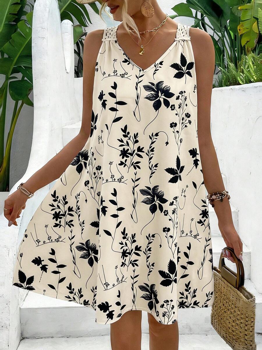 Vestido Sem Mangas com Laço e Recorte - La Lecce