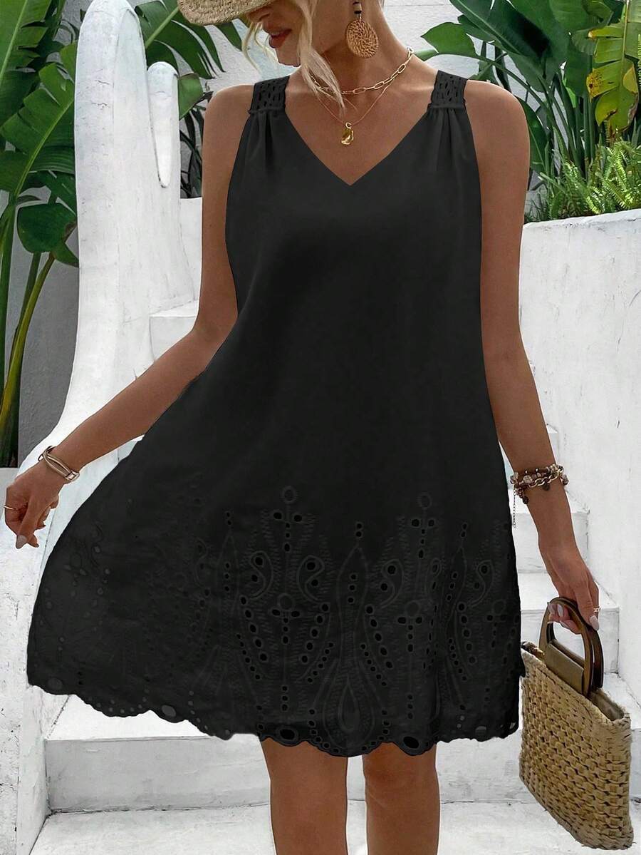 Vestido Sem Mangas com Laço e Recorte - La Lecce