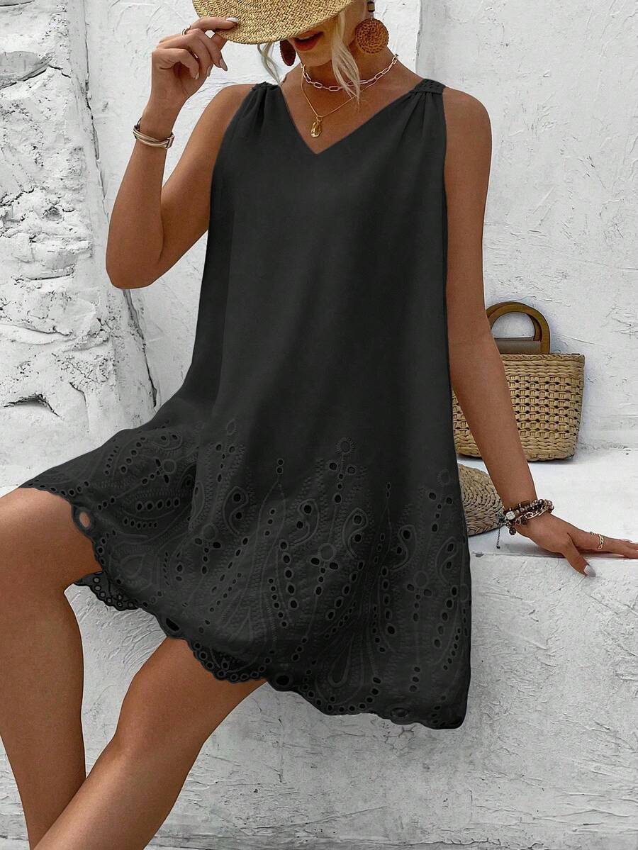 Vestido Sem Mangas com Laço e Recorte - La Lecce