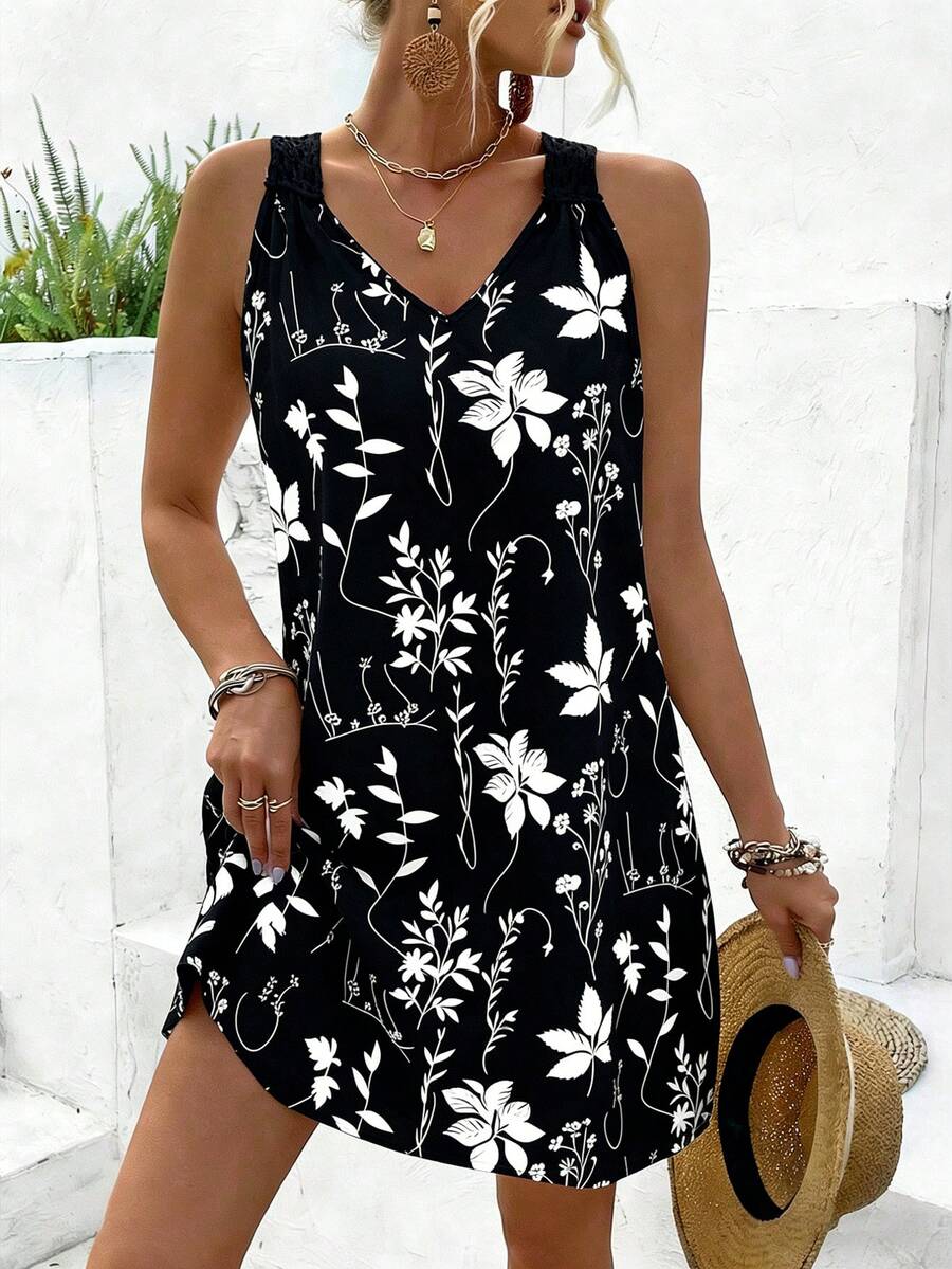 Vestido Sem Mangas com Laço e Recorte - La Lecce