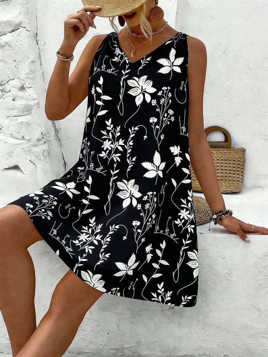 Vestido Sem Mangas com Laço e Recorte - La Lecce