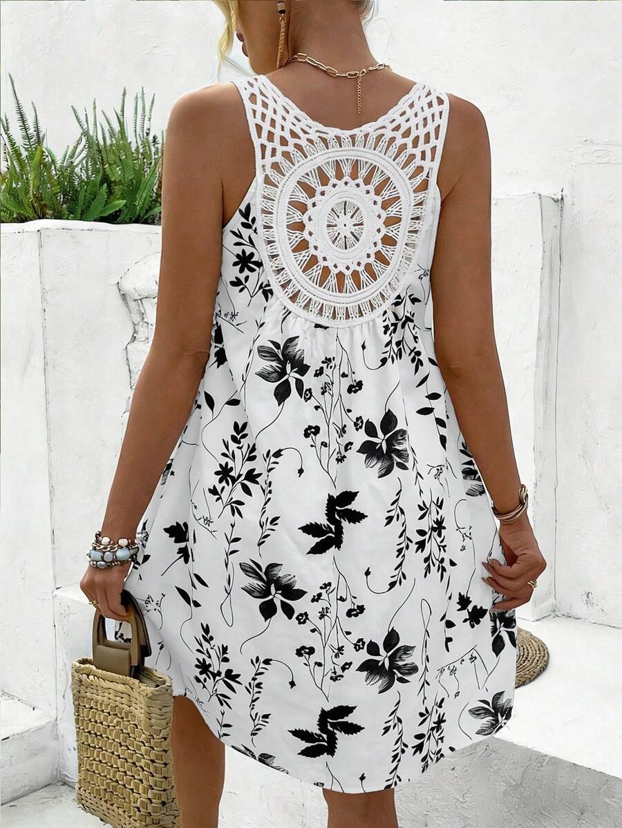 Vestido Sem Mangas com Laço e Recorte - La Lecce