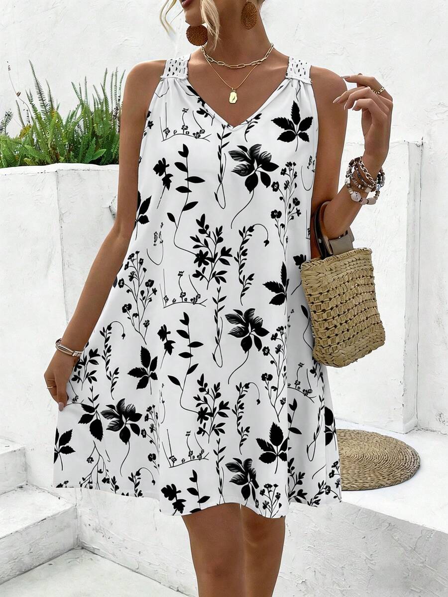 Vestido Sem Mangas com Laço e Recorte - La Lecce