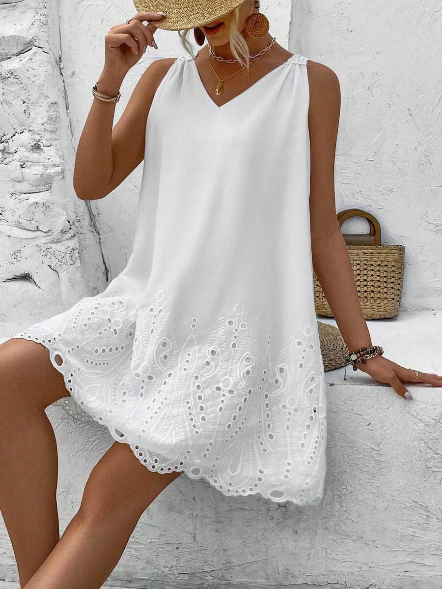 Vestido Sem Mangas com Laço e Recorte - La Lecce
