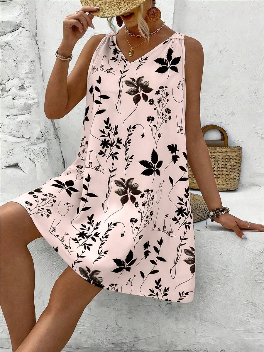 Vestido Sem Mangas com Laço e Recorte - La Lecce