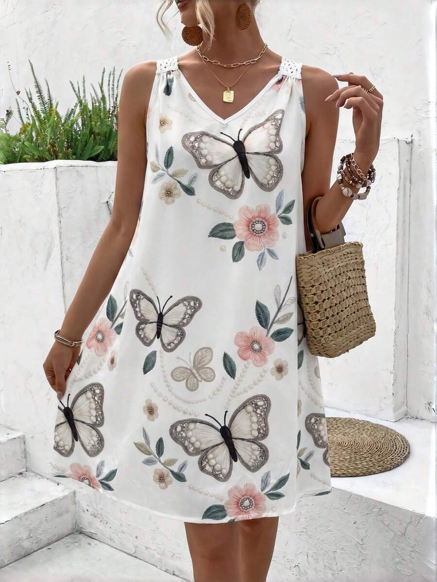 Vestido Sem Mangas com Laço e Recorte - La Lecce