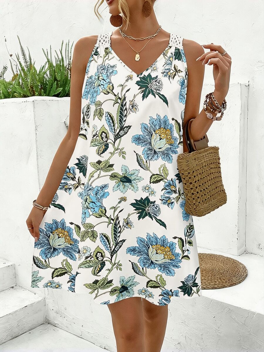 Vestido Sem Mangas com Laço e Recorte - La Lecce